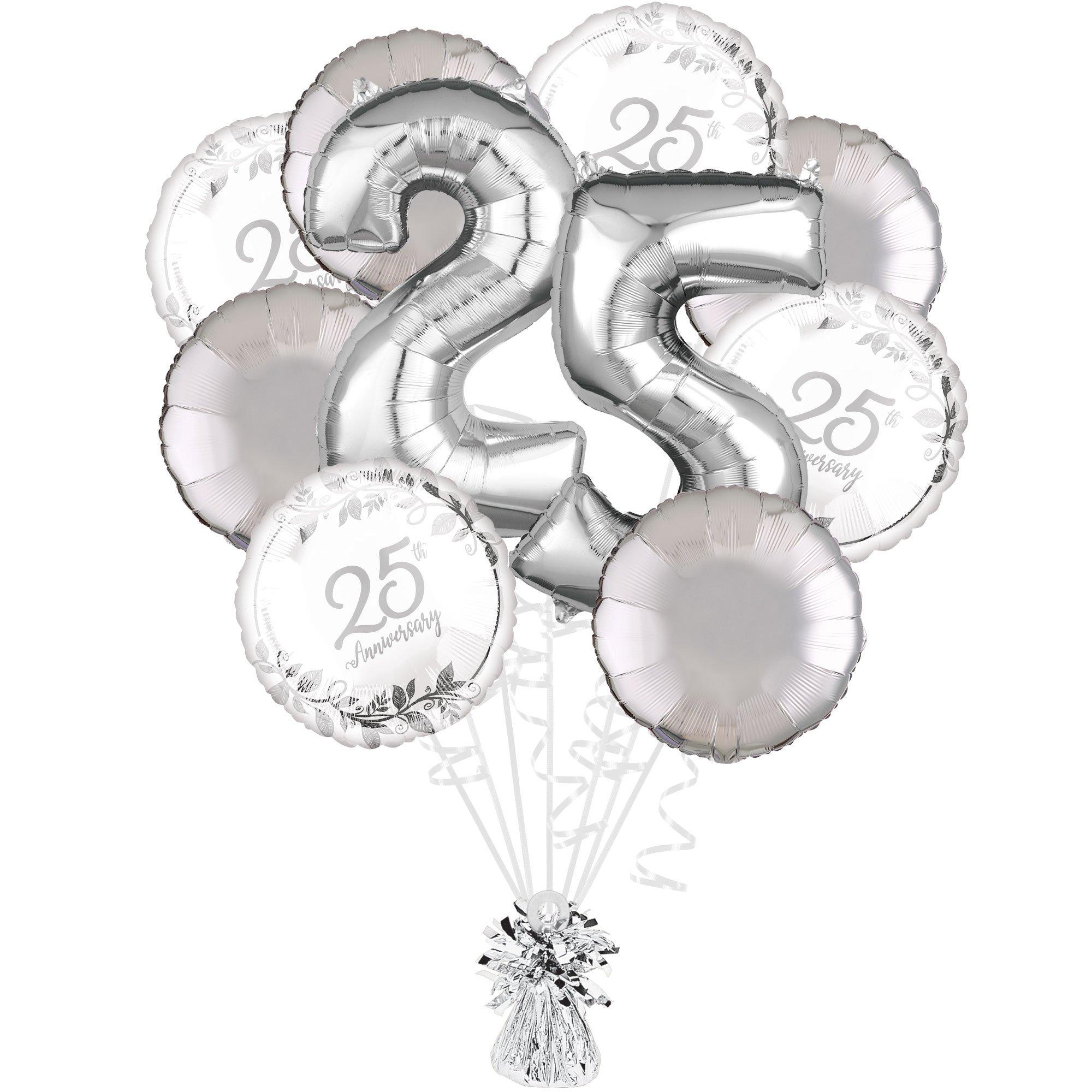 Silver 25th Anniversary Foil Balloon Bouquet